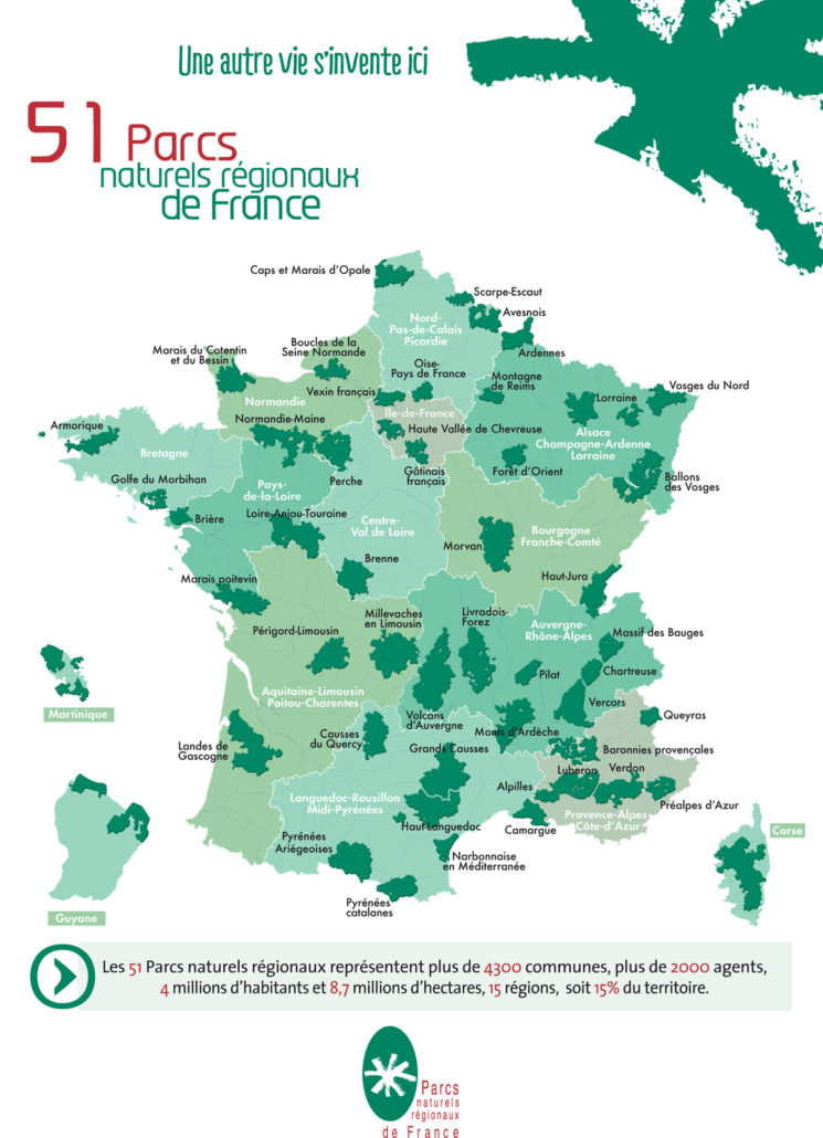 Carte Parcs naturels régionaux de France