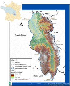 Localisation et topographie du bassin versant de la Dore - 2008