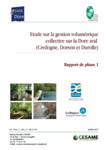 Rapport de phase 1 de l'étude sur la gestion volumétrique collective sur la Dore aval - 2017