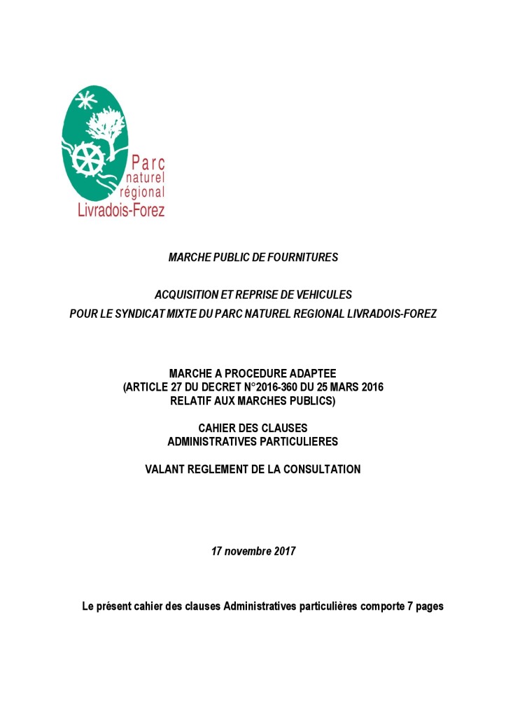 Cahier des Clauses Administratives Particulières