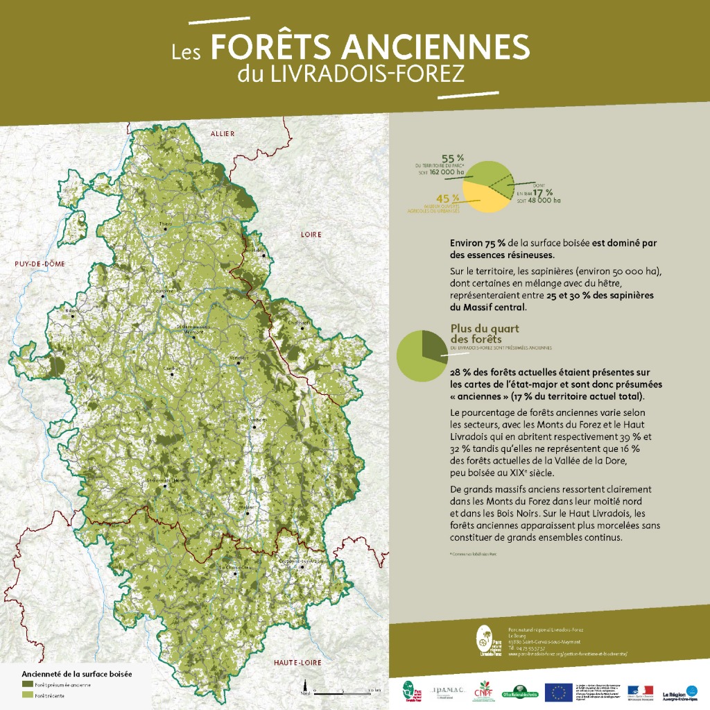 Carte des forêts anciennes du Livradois-Forez (PDF - 1Mb - nouvel onglet)