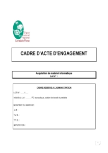 Acte d'engagement Lot 1