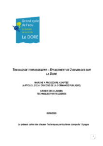 CCTP Travaux de terrassement – Effacement de 2 ouvrages sur la Dore (PDF - 2Mb)