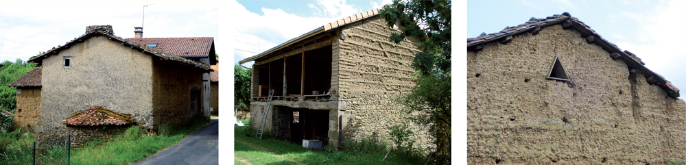 3 photos de maison en pisé